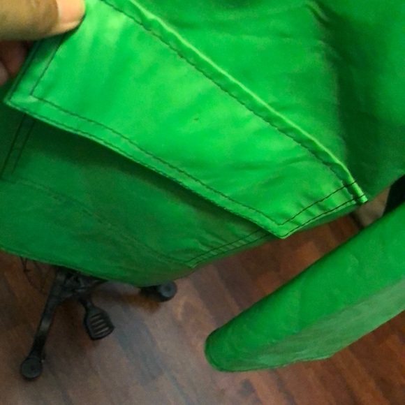 Green Hooded womens Rain Jacket. Whale print lining. Fisherman’s core. Rainy day - Picture 7 of 13